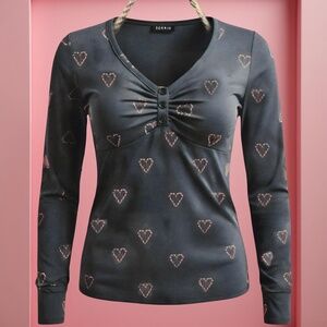 TORRID Candy Canes Thermal V-Neck‎ Long Sleeve Cinched Henley NWT Size 2X